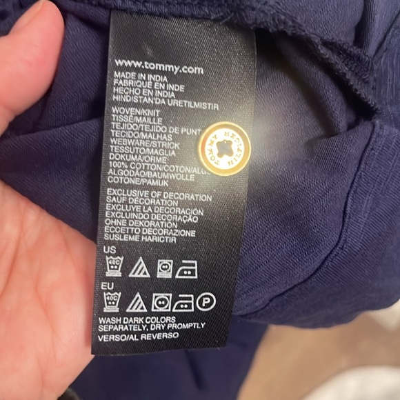 Tommy Hilfiger Button Cotton Shirt Dress Knee Length Navy Belted NWT size Medium - Picture 9 of 11